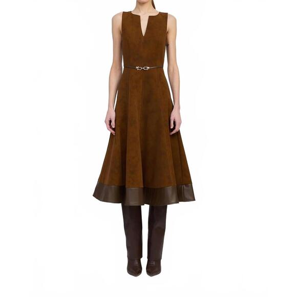 NEW EN SAISON eloise midi dress in brown - Picture 5 of 5